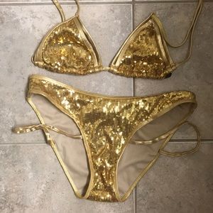 Gold sequin bikini